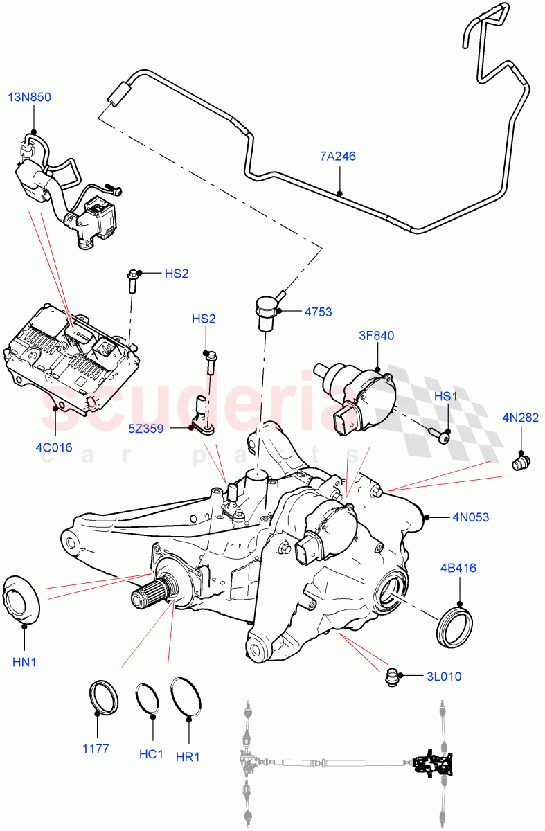Rear Axle (Itatiaia (Brazil), All Wheel Drive, Efficient Driveline, Electric Engine Battery-MHEV, Less Electric Engine Battery) of Land Rover Land Rover Range Rover Evoque (2019+) [1.5 I3 Turbo Petrol AJ20P3]