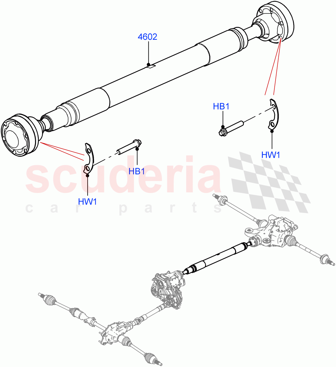 Drive Shaft - Rear Axle Drive (Propshaft) (Short Wheelbase) ((V) TOL2999999) of Land Rover Land Rover Defender (2020+) [3.0 I6 Turbo Diesel AJ20D6]