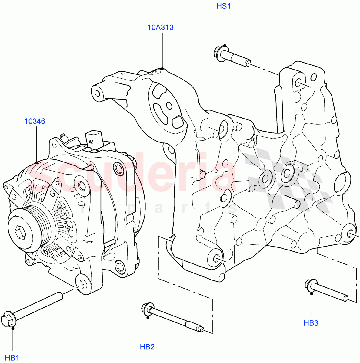 Alternator And Mountings (2.0L 16V TIVCT T/C 240PS Petrol) ((V) FROMFA000001) of Land Rover Land Rover Range Rover (2012-2021) [3.0 DOHC GDI SC V6 Petrol]