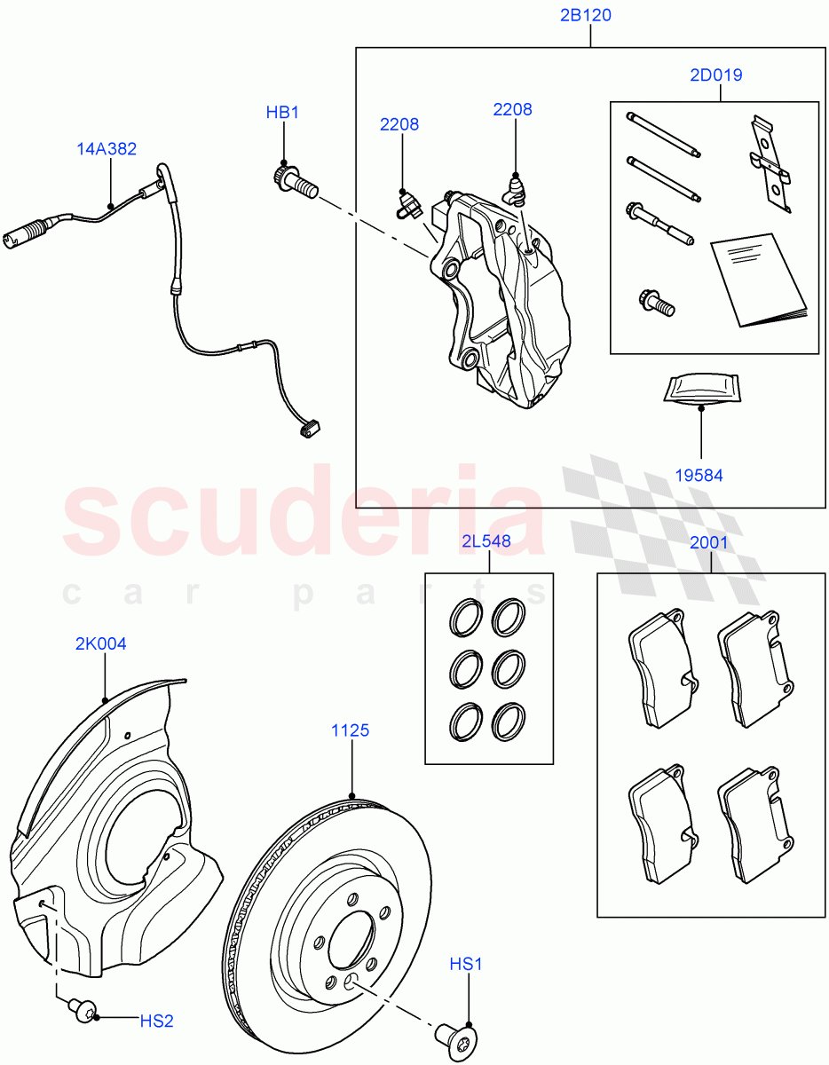 Front Brake Discs And Calipers (4.4L DOHC DITC V8 Diesel, 5.0L OHC SGDI SC V8 Petrol - AJ133) ((V) FROMAA000001) of Land Rover Land Rover Range Rover (2010-2012) [5.0 OHC SGDI NA V8 Petrol]