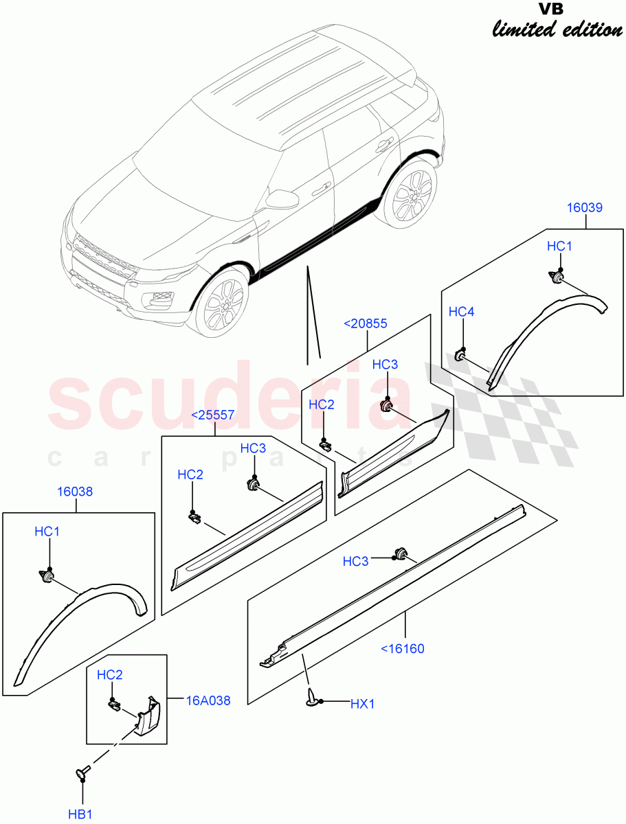 Body Mouldings (Victoria Beckham Limited Edition, Halewood (UK)) of Land Rover Land Rover Range Rover Evoque (2012-2018) [2.2 Single Turbo Diesel]