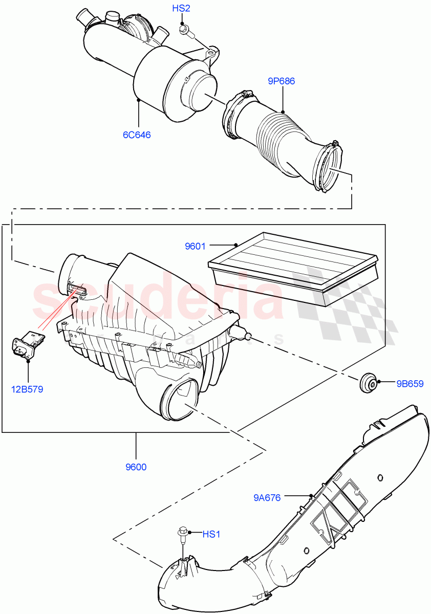 Air Cleaner (Solihull Plant Build) (2.0L I4 High DOHC AJ200 Petrol) ((V) FROMJA000001) of Land Rover Land Rover Discovery 5 (2017+) [2.0 Turbo Petrol AJ200P]