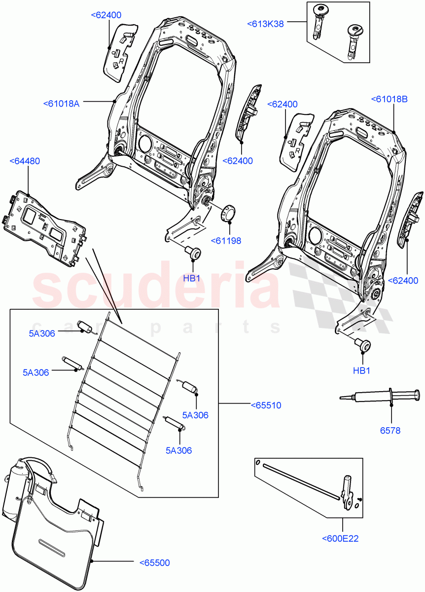 Front Seat Back (5 Door, Itatiaia (Brazil), Seat - Standard) ((V) FROMGT000001) of Land Rover Land Rover Range Rover Evoque (2012-2018) [2.2 Single Turbo Diesel]