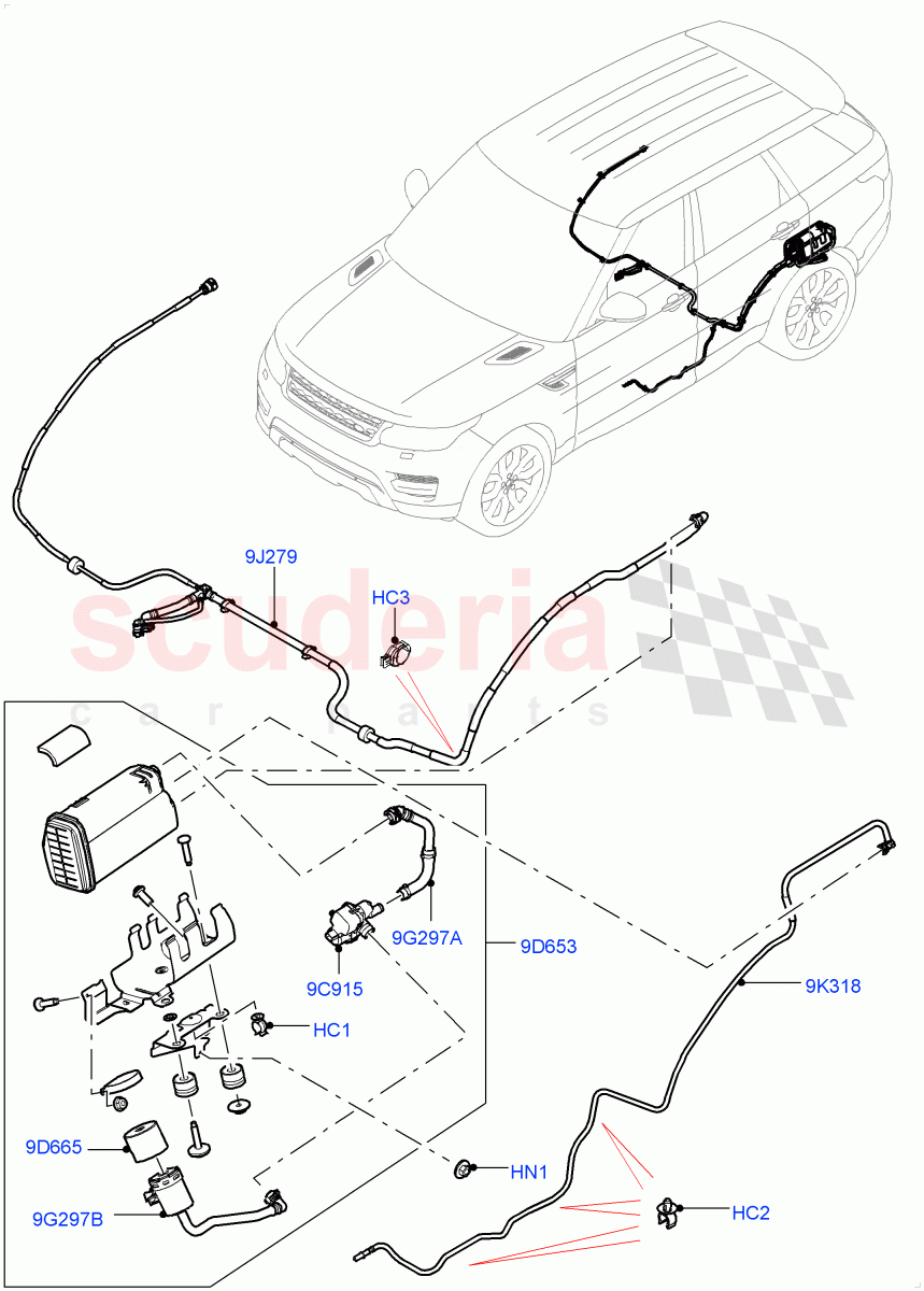 Fuel Lines (Rear) (5.0 Petrol AJ133 DOHC CDA, Petrol Tank With Leak Detection, Pet Tank With Leak Det - Lrg Filter) ((V) FROMKA000001) of Land Rover Land Rover Range Rover Sport (2014+) [5.0 OHC SGDI SC V8 Petrol]