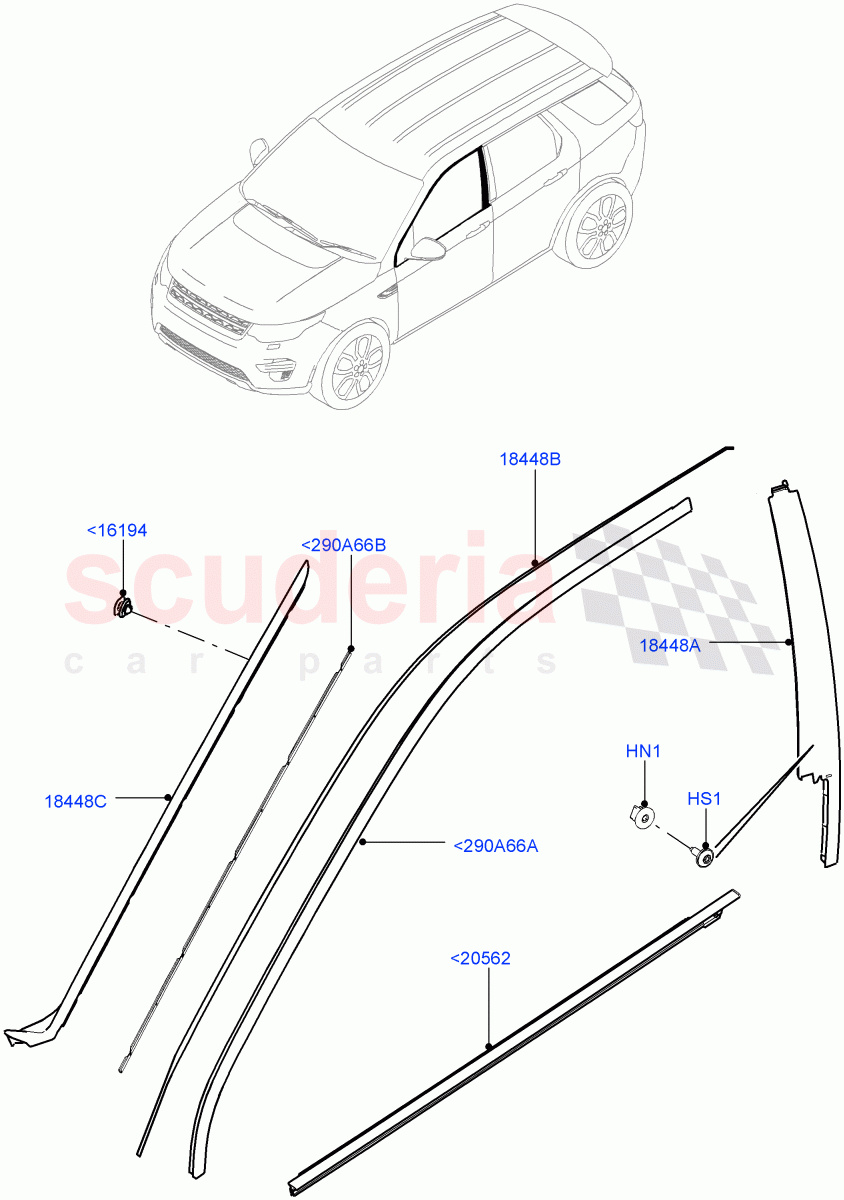 Front Doors, Hinges & Weatherstrips (Finishers) (Changsu (China)) ((V) FROMFG000001) of Land Rover Land Rover Discovery Sport (2015+) [2.0 Turbo Diesel]