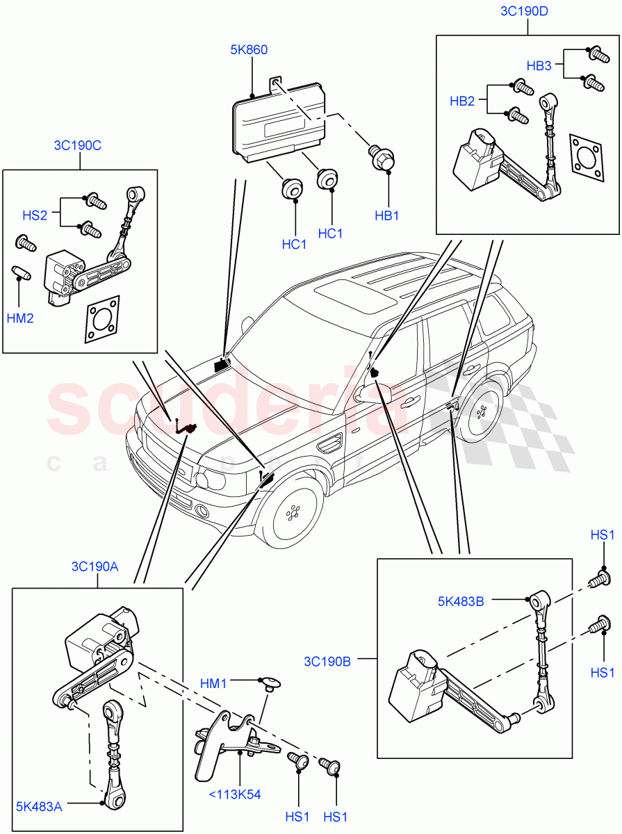 Air Suspension Controls/Electrics ((V) TO9A999999) of Land Rover Land Rover Range Rover Sport (2005-2009) [2.7 Diesel V6]