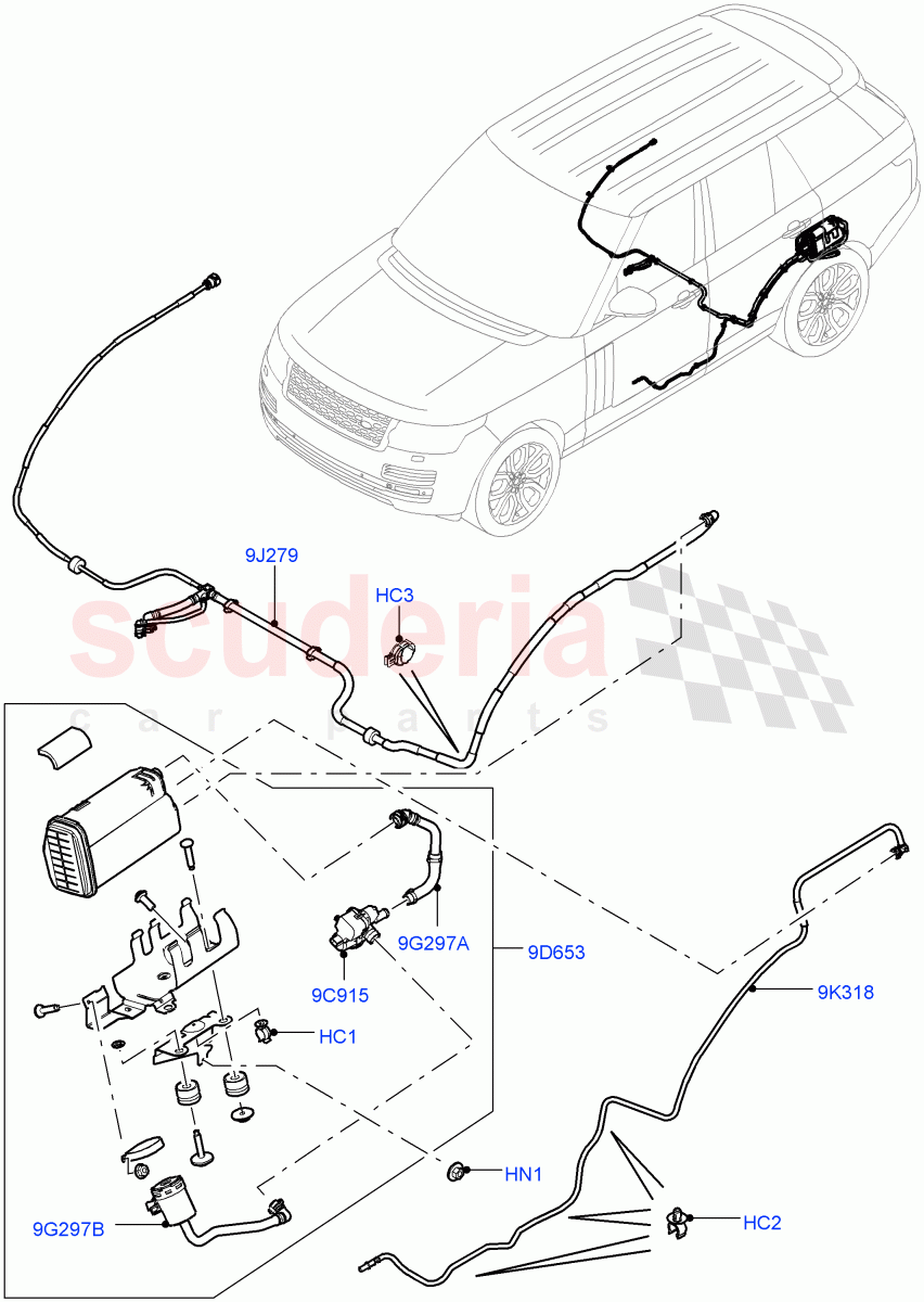 Fuel Lines (Rear) (3.0L DOHC GDI SC V6 PETROL, (+) "CDN/MEX/USA") ((V) TOEA999999) of Land Rover Land Rover Range Rover (2012-2021) [3.0 DOHC GDI SC V6 Petrol]