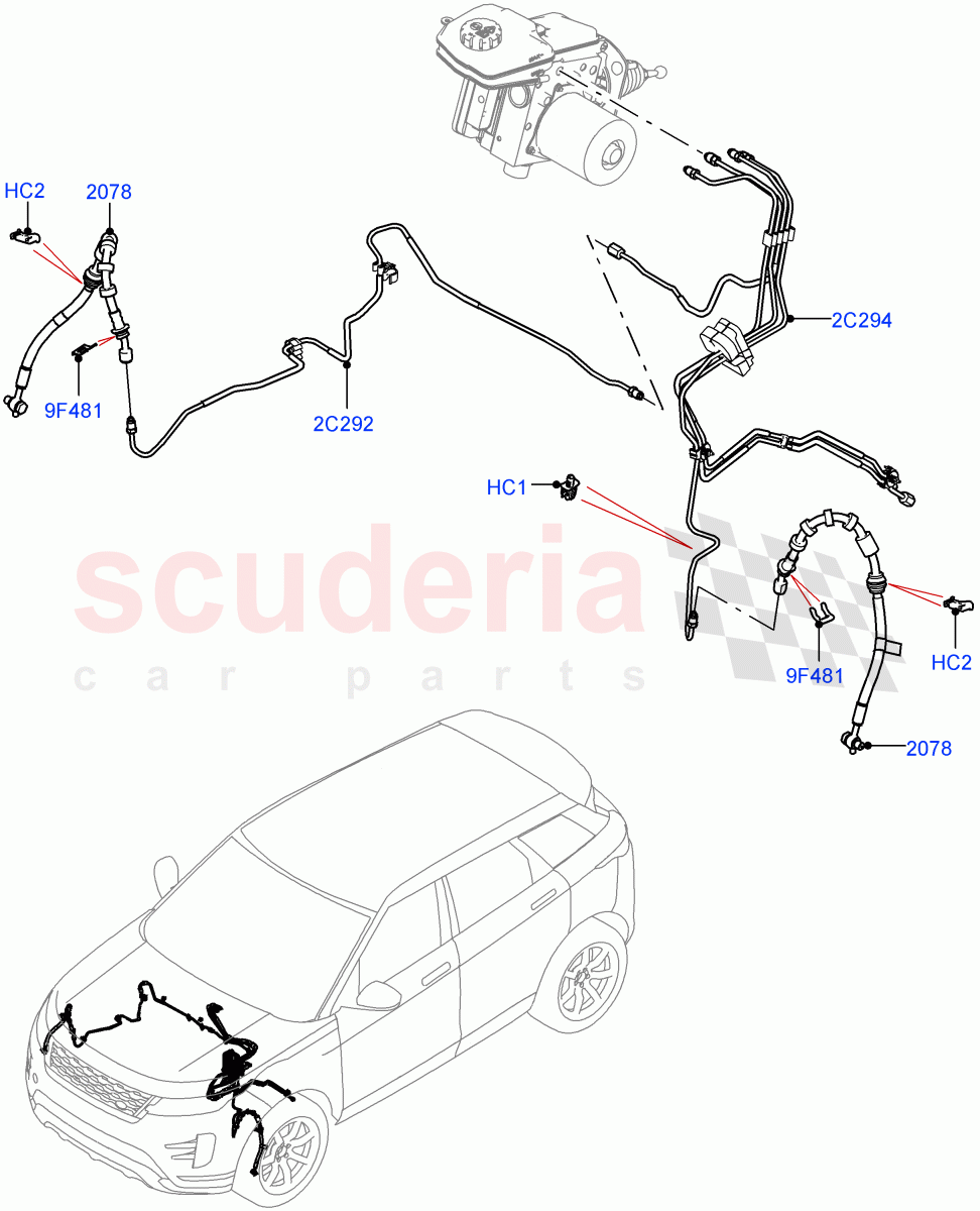 Front Brake Pipes (LHD, Itatiaia (Brazil), Electric Engine Battery-PHEV) of Land Rover Land Rover Range Rover Evoque (2019+) [2.0 Turbo Petrol AJ200P]
