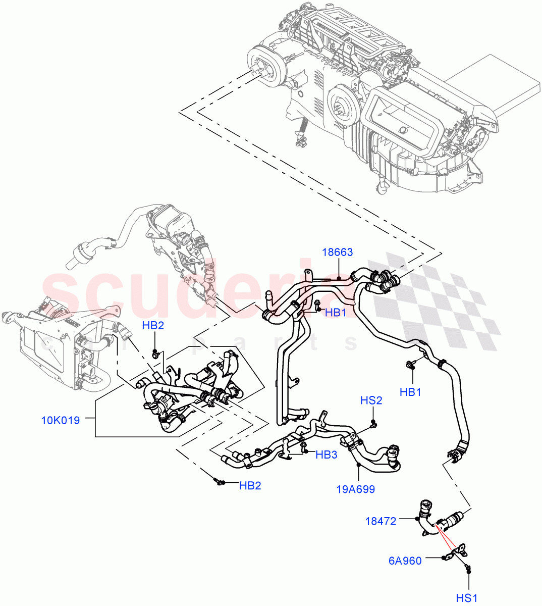 Heater Hoses (2.0L AJ200P Hi PHEV, Pre-Condition w/oFuel Operated Heat, Fuel Heater W/Pk Heat With Remote, Fuel Fired Heater With Park Heat) ((V) FROMM2000001) of Land Rover Land Rover Defender (2020+) [3.0 I6 Turbo Diesel AJ20D6]