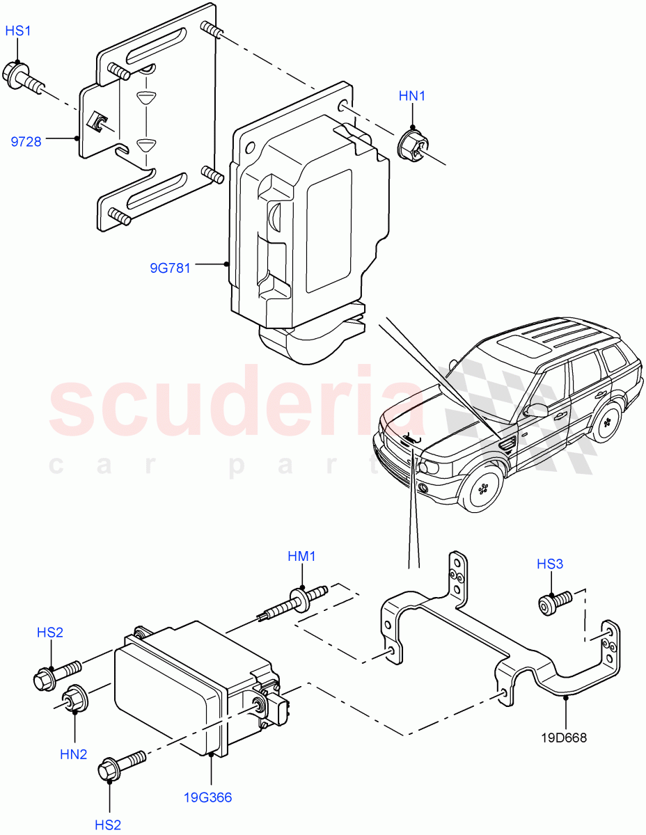 Speed Control (3.6L V8 32V DOHC EFi Diesel Lion, With Adaptive Speed Control) ((V) TO9A999999) of Land Rover Land Rover Range Rover Sport (2005-2009) [3.6 V8 32V DOHC EFI Diesel]