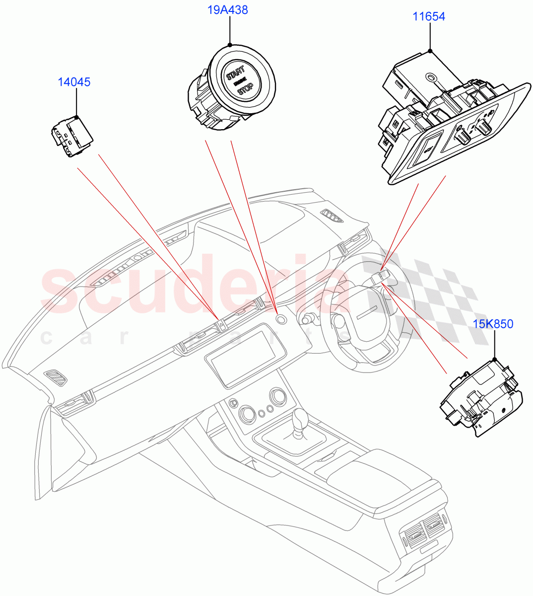 Switches (Facia And Console) (Itatiaia (Brazil)) of Land Rover Land Rover Range Rover Evoque (2019+) [2.0 Turbo Petrol AJ200P]