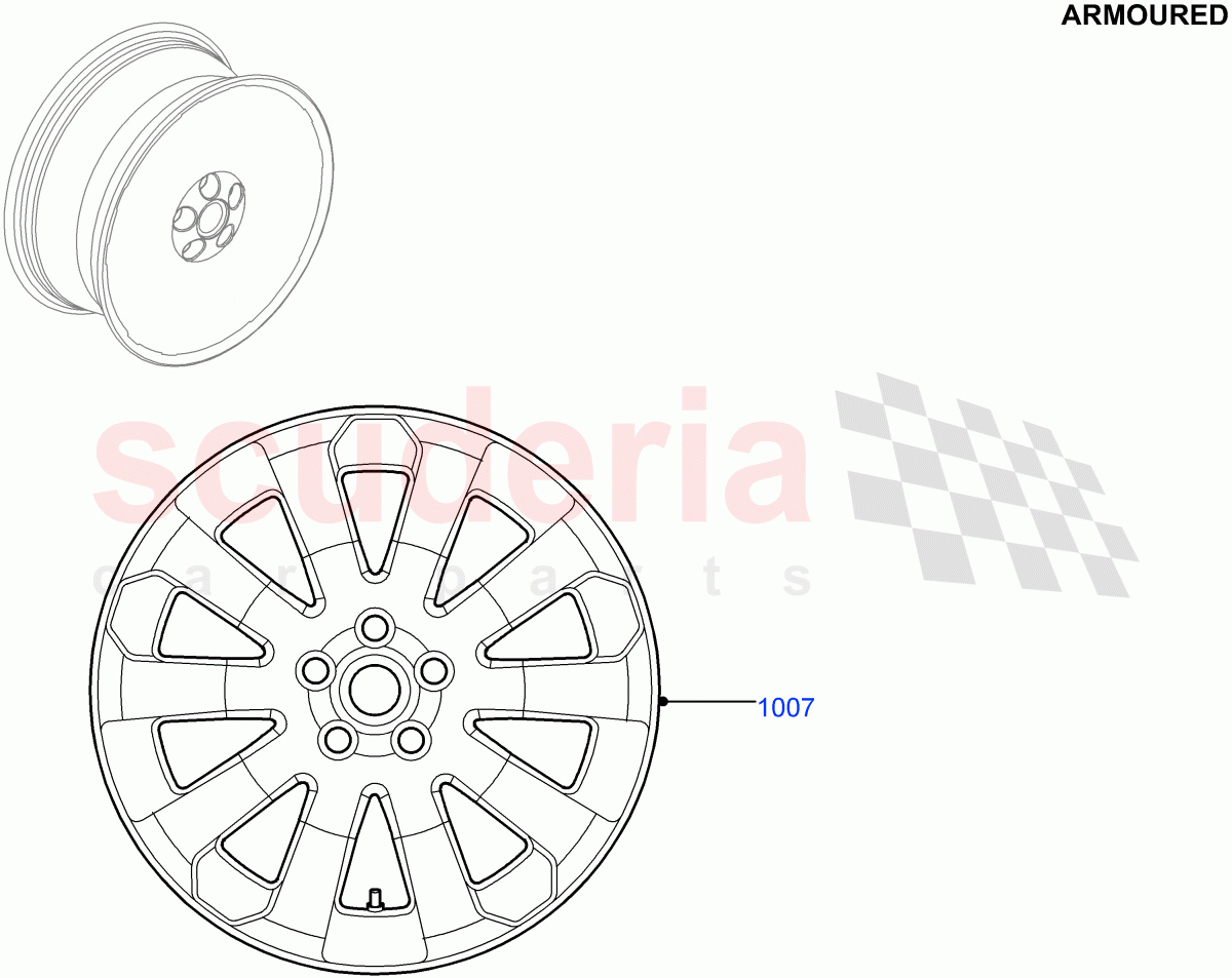Wheels (Armoured) ((V) FROMEA000001) of Land Rover Land Rover Range Rover (2012-2021) [3.0 DOHC GDI SC V6 Petrol]