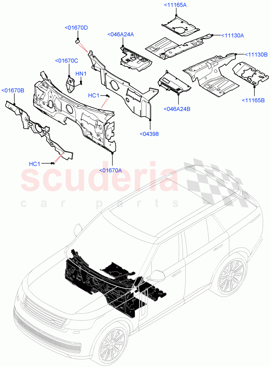 Insulators - Front (Passenger Compartment) of Land Rover Land Rover Range Rover (2022+) [3.0 I6 Turbo Diesel AJ20D6]