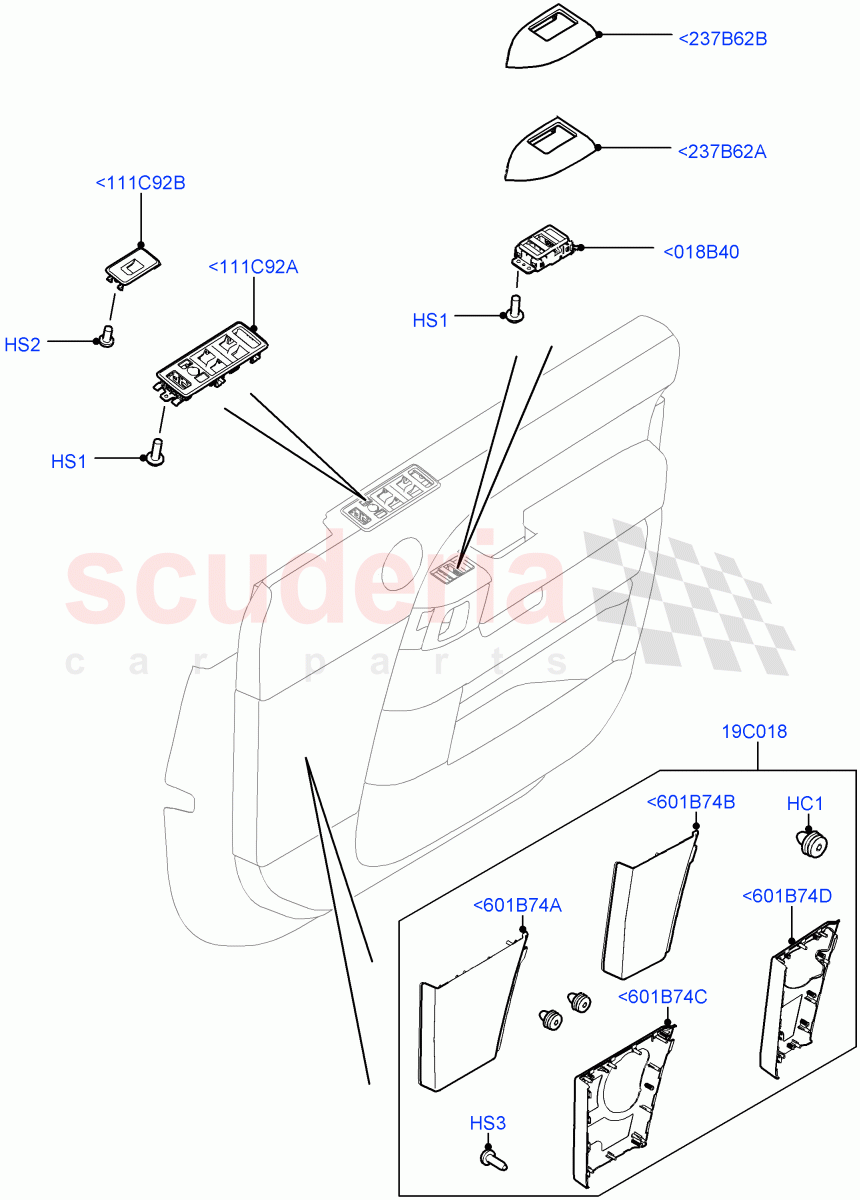 Front Door Trim Installation (For Switches, Speaker Grille) ((V) TOHA999999) of Land Rover Land Rover Range Rover (2012-2021) [3.0 DOHC GDI SC V6 Petrol]