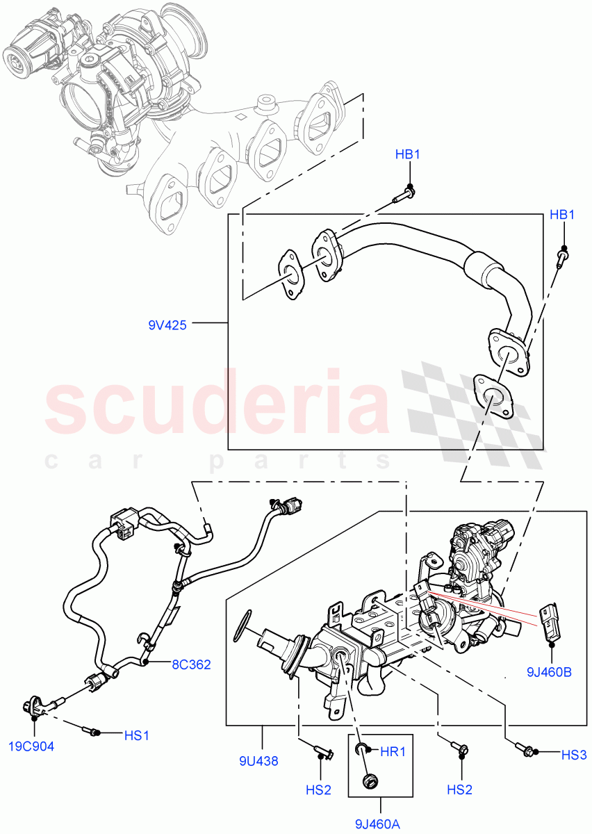 Exhaust Gas Recirculation (LH Side) (2.0L AJ21D4 Diesel Mid) ((V) FROMMA000001) of Land Rover Land Rover Range Rover Velar (2017+) [2.0 Turbo Diesel AJ21D4]