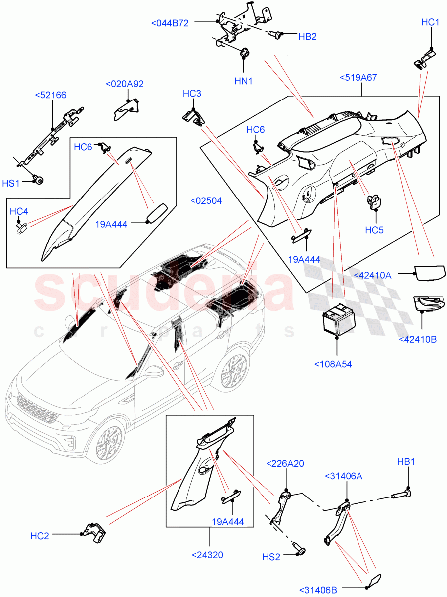 Side Trim (Nitra Plant Build, Upper) ((V) FROMK2000001) of Land Rover Land Rover Discovery 5 (2017+) [3.0 I6 Turbo Diesel AJ20D6]