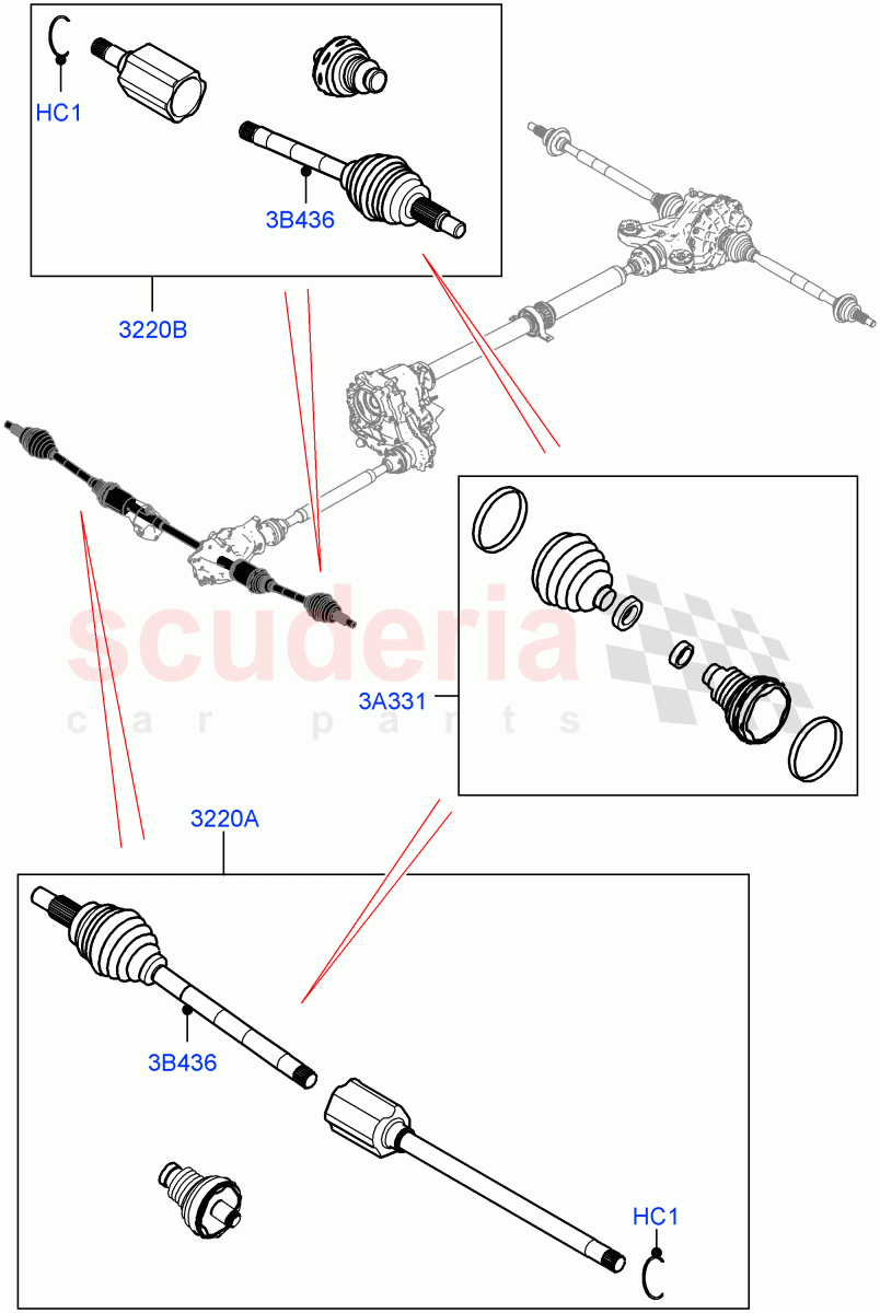 Drive Shaft - Front Axle Drive (Driveshaft) of Land Rover Land Rover Range Rover Velar (2017+) [3.0 Diesel 24V DOHC TC]