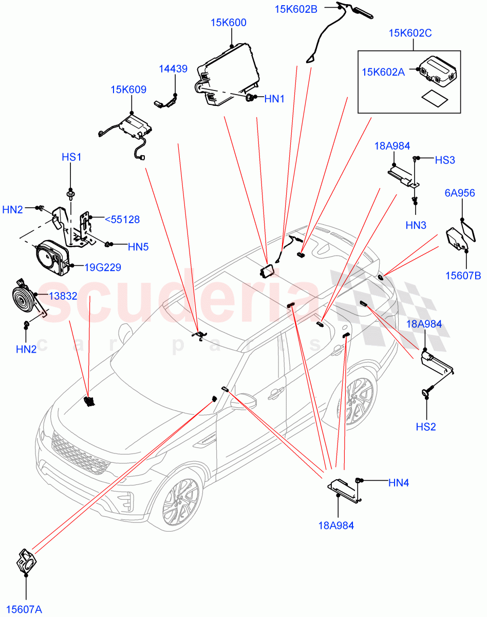 Anti-Theft Alarm Systems (Solihull Plant Build) ((V) FROMHA000001) of Land Rover Land Rover Discovery 5 (2017+) [3.0 Diesel 24V DOHC TC]