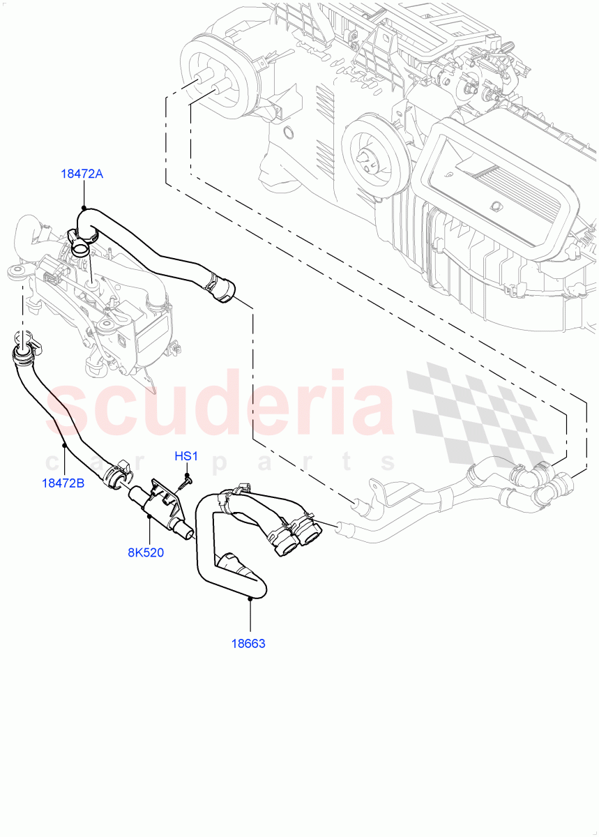 Heater Hoses (Front) (4.4L DOHC DITC V8 Diesel, With Fuel Fired Heater) ((V) TOHA999999) of Land Rover Land Rover Range Rover (2012-2021) [5.0 OHC SGDI NA V8 Petrol]