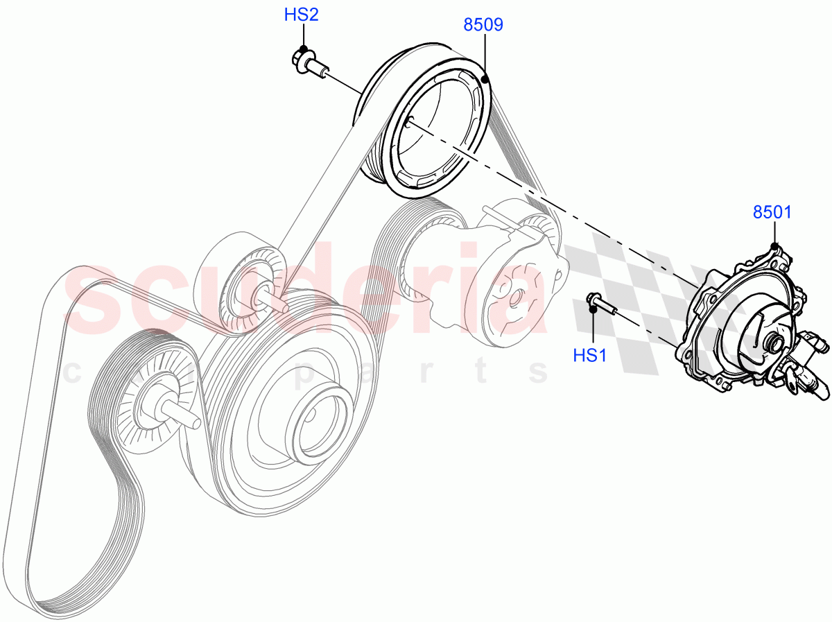 Water Pump (2.0L AJ20D4 Diesel LF PTA, Halewood (UK), Less Electric Engine Battery, 2.0L AJ20D4 Diesel High PTA, 2.0L AJ20D4 Diesel Mid PTA) of Land Rover Land Rover Range Rover Evoque (2019+) [2.0 Turbo Diesel]