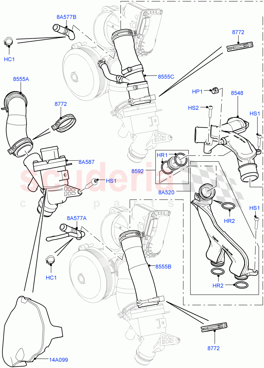 Thermostat/Housing & Related Parts (5.0L OHC SGDI SC V8 Petrol - AJ133) ((V) FROMAA000001) of Land Rover Land Rover Range Rover Sport (2010-2013) [5.0 OHC SGDI SC V8 Petrol]