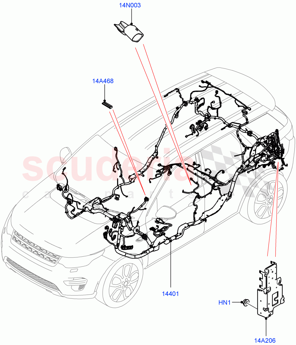 Electrical Wiring - Engine And Dash (Main Harness) (Halewood (UK)) ((V) TOKH999999) of Land Rover Land Rover Discovery Sport (2015+) [2.0 Turbo Petrol AJ200P]