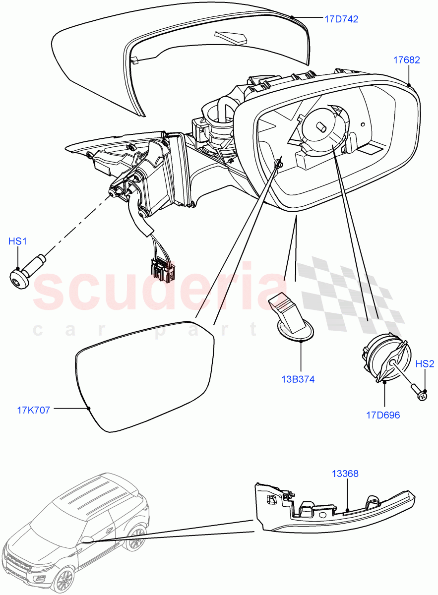 Exterior Rear View Mirror (5 Door, Itatiaia (Brazil)) ((V) FROMGT000001) of Land Rover Land Rover Range Rover Evoque (2012-2018) [2.2 Single Turbo Diesel]