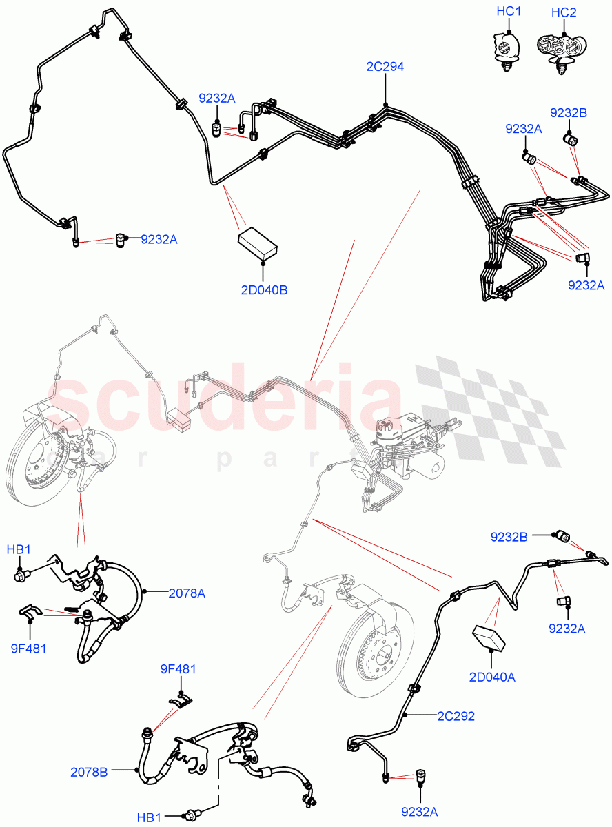 Front Brake Pipes (Nitra Plant Build) (LHD) ((V) FROMM2000001) of Land Rover Land Rover Discovery 5 (2017+) [3.0 Diesel 24V DOHC TC]