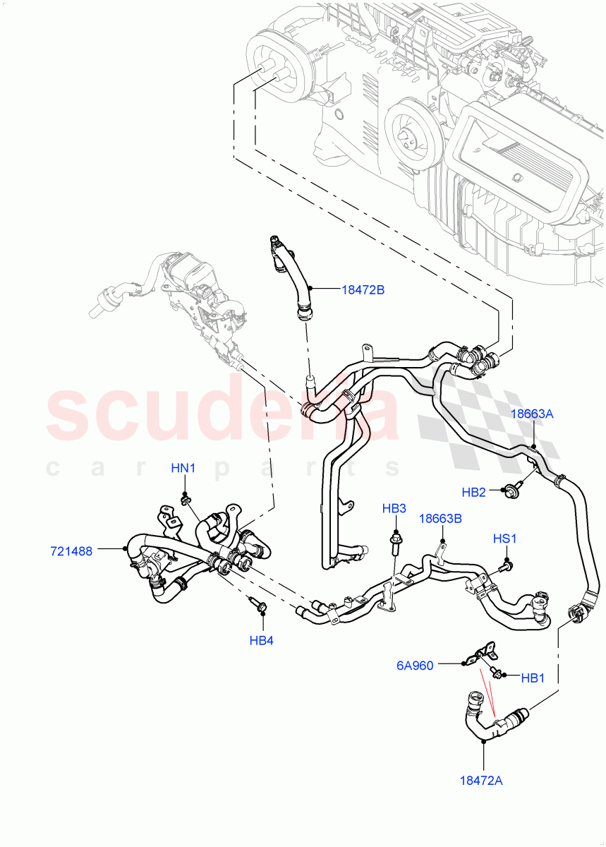 Heater Hoses (2.0L I4 High DOHC AJ200 Petrol, Fuel Heater W/Pk Heat With Remote, Fuel Fired Heater With Park Heat, With Fuel Fired Heater) of Land Rover Land Rover Defender (2020+) [3.0 I6 Turbo Diesel AJ20D6]