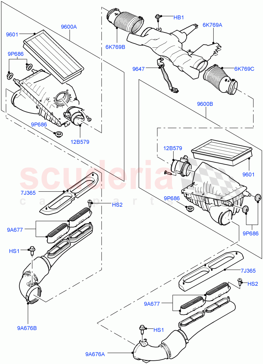 Air Cleaner (3.0L DOHC GDI SC V6 PETROL) of Land Rover Land Rover Range Rover (2012-2021) [3.0 DOHC GDI SC V6 Petrol]