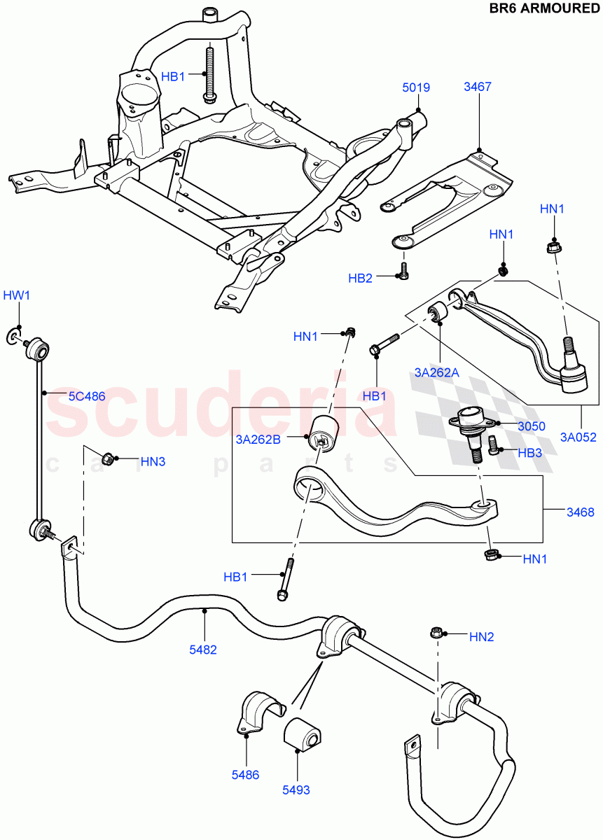Front Susp.Arms/Stabilizer/X-Member (With B6 Level Armouring) ((V) FROMAA000001) of Land Rover Land Rover Range Rover (2010-2012) [3.6 V8 32V DOHC EFI Diesel]