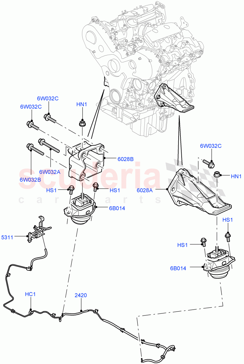 Engine Mounting (3.0L 24V DOHC V6 TC Diesel) ((V) FROMAA000001) of Land Rover Land Rover Range Rover Sport (2010-2013) [5.0 OHC SGDI SC V8 Petrol]