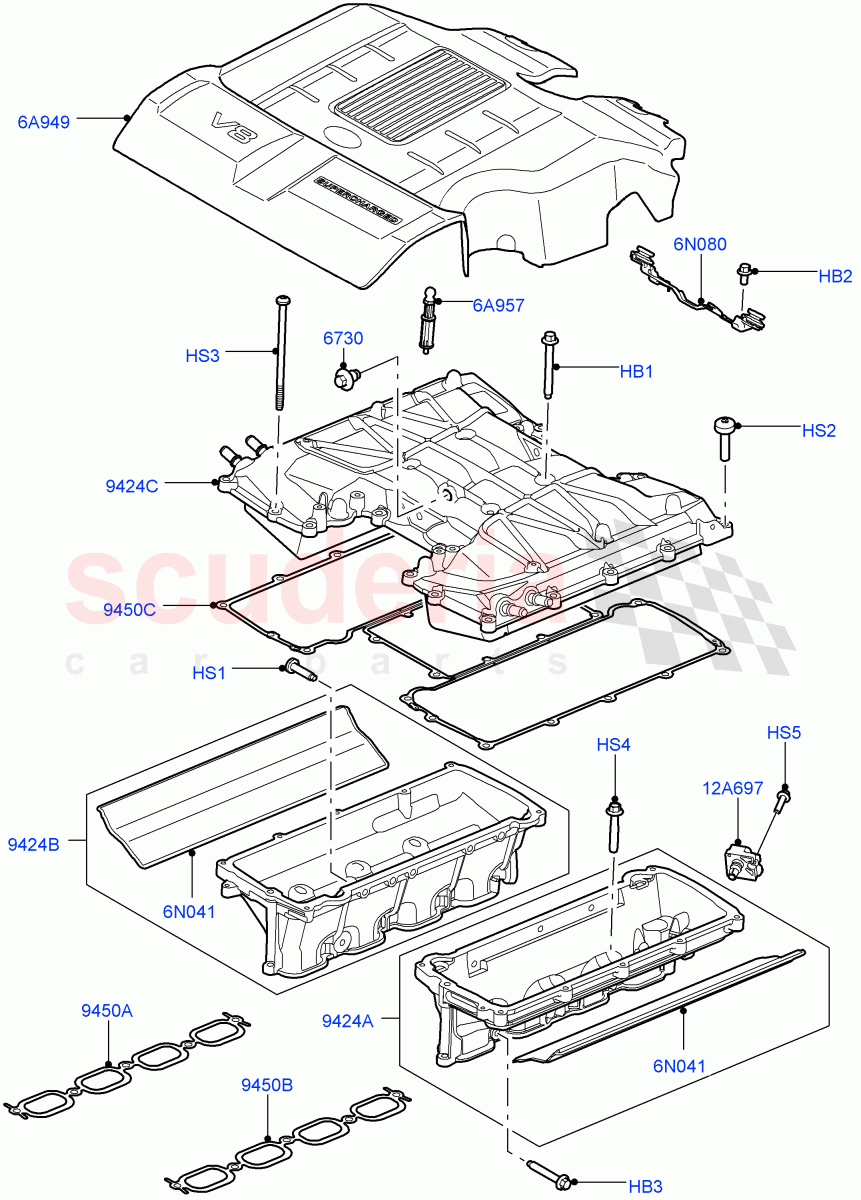 Inlet Manifold (Manifolds, Intercooler And Cover) (5.0L OHC SGDI SC V8 Petrol - AJ133) ((V) FROMAA000001) of Land Rover Land Rover Range Rover (2010-2012) [5.0 OHC SGDI SC V8 Petrol]
