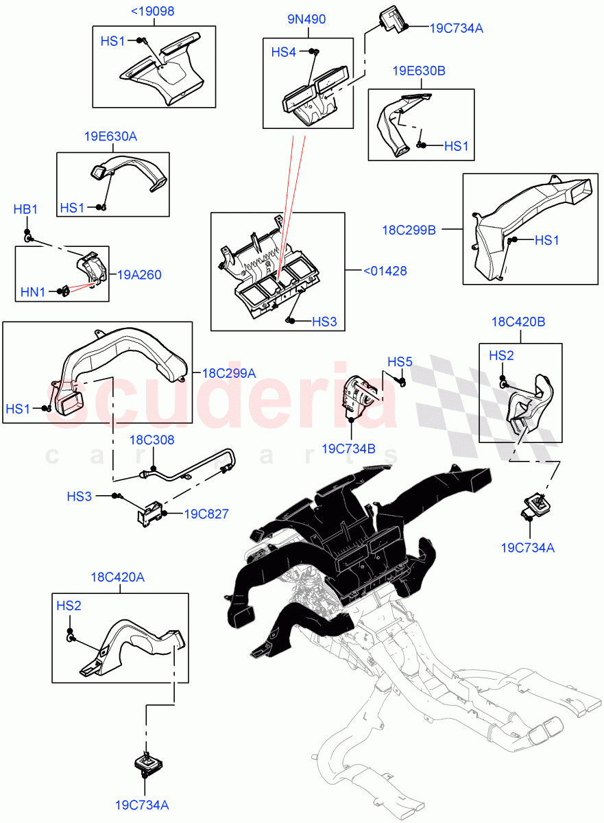 Air Vents, Louvres And Ducts (Internal Components) (Changsu (China)) ((V) FROMKG446857) of Land Rover Land Rover Discovery Sport (2015+) [2.0 Turbo Diesel AJ21D4]