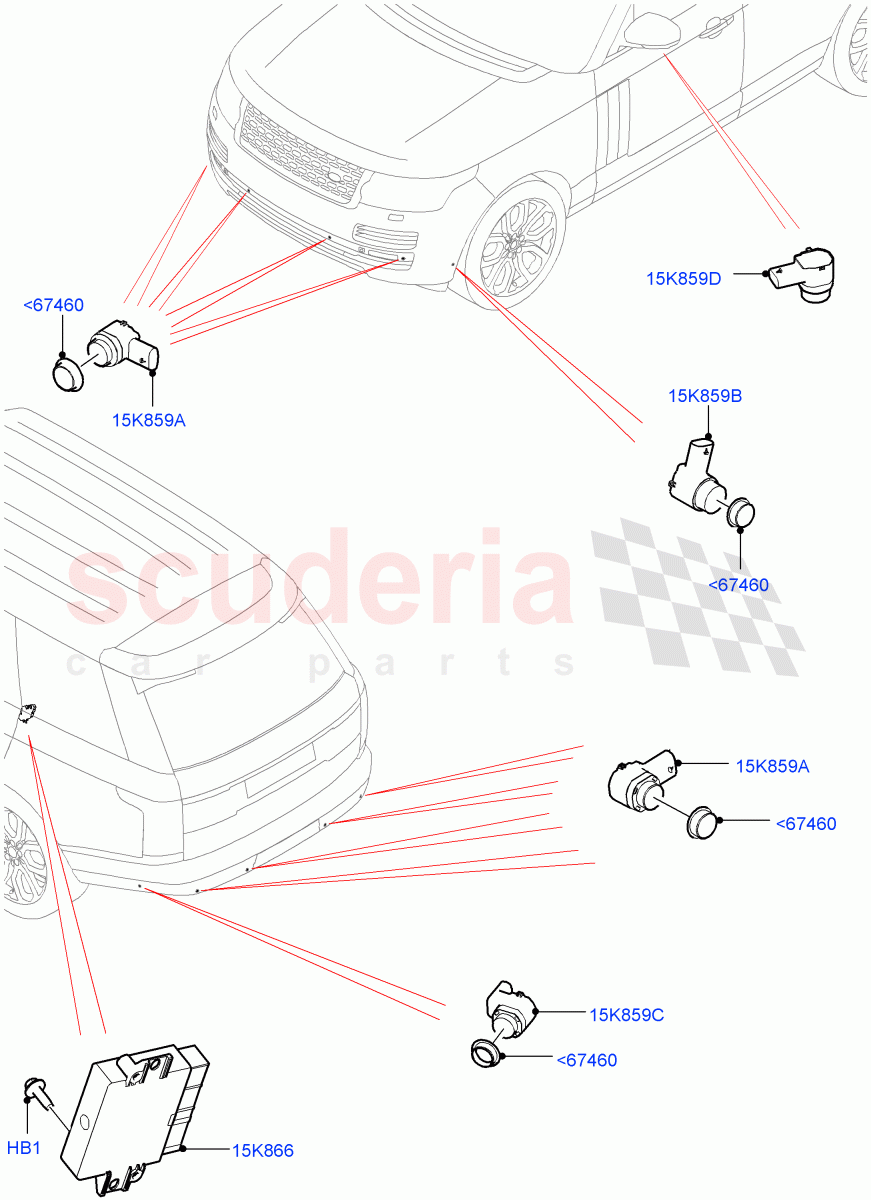 Parking Distance Control ((V) FROMJA000001) of Land Rover Land Rover Range Rover (2012-2021) [3.0 Diesel 24V DOHC TC]
