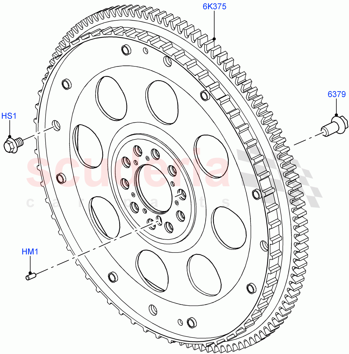 Flywheel (5.0L OHC SGDI SC V8 Petrol - AJ133, 5.0 Petrol AJ133 DOHC CDA, 5.0L P AJ133 DOHC CDA S/C Enhanced) of Land Rover Land Rover Range Rover Sport (2014+) [5.0 OHC SGDI SC V8 Petrol]