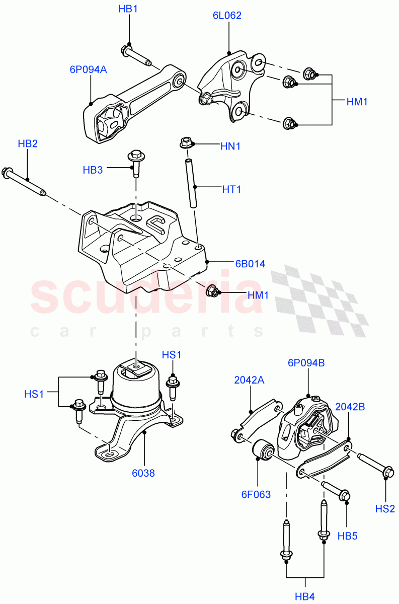 Engine Mounting (2.0L 16V TIVCT T/C 240PS Petrol, Itatiaia (Brazil)) ((V) FROMGT000001) of Land Rover Land Rover Range Rover Evoque (2012-2018) [2.0 Turbo Petrol GTDI]