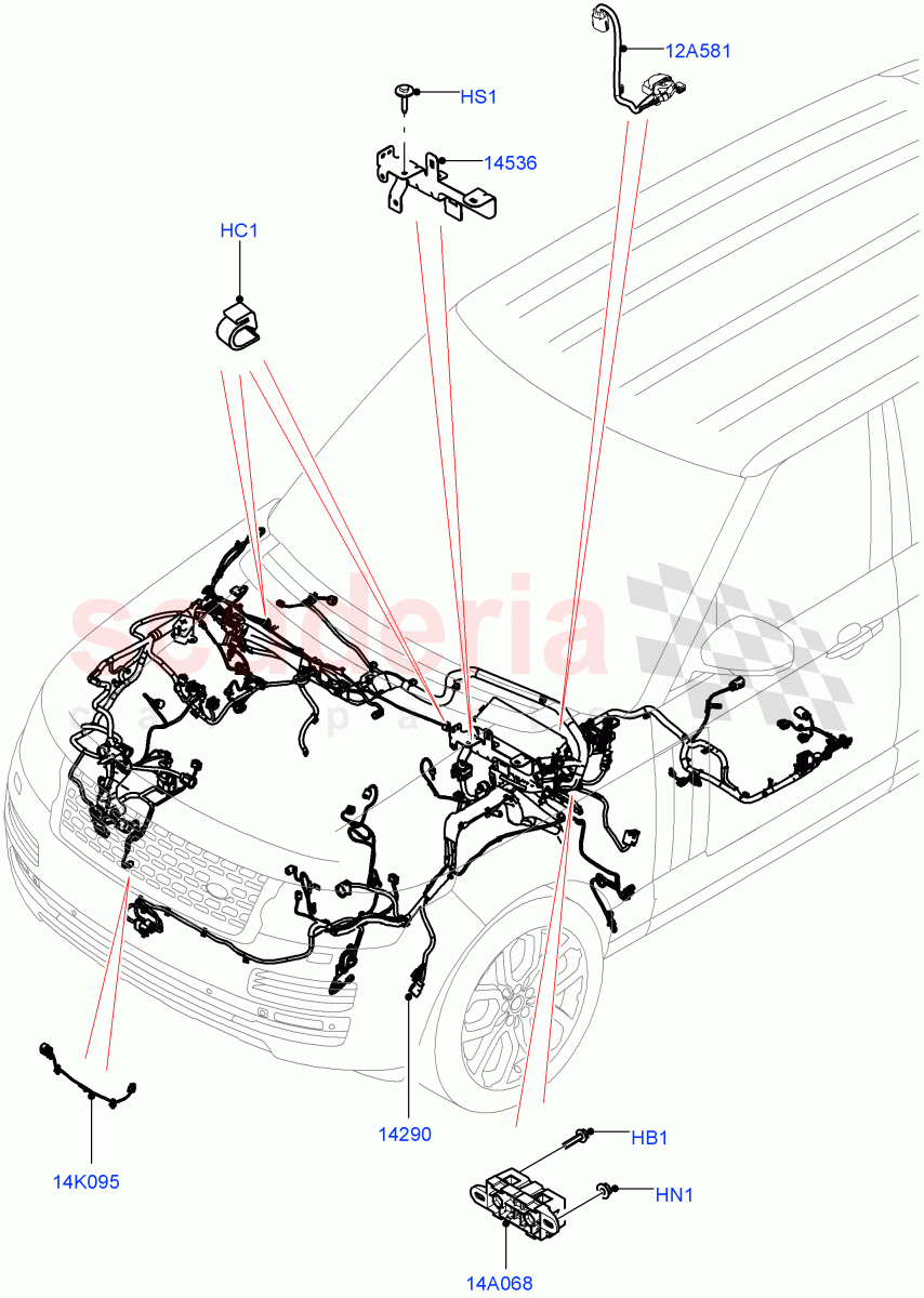 Electrical Wiring - Engine And Dash (Engine Compartment) ((V) FROMHA000001) of Land Rover Land Rover Range Rover (2012-2021) [3.0 I6 Turbo Diesel AJ20D6]