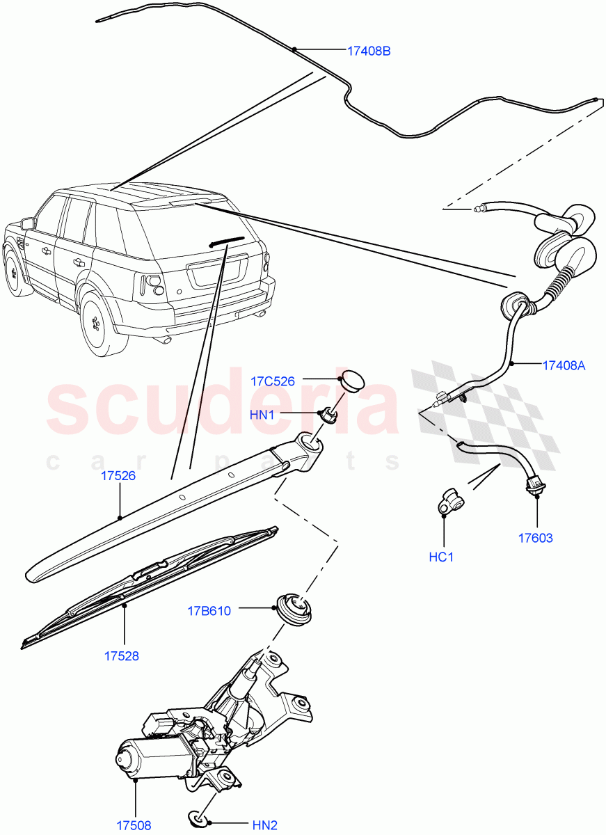 Rear Window Wiper And Washer ((V) FROMAA000001) of Land Rover Land Rover Range Rover Sport (2010-2013) [5.0 OHC SGDI NA V8 Petrol]