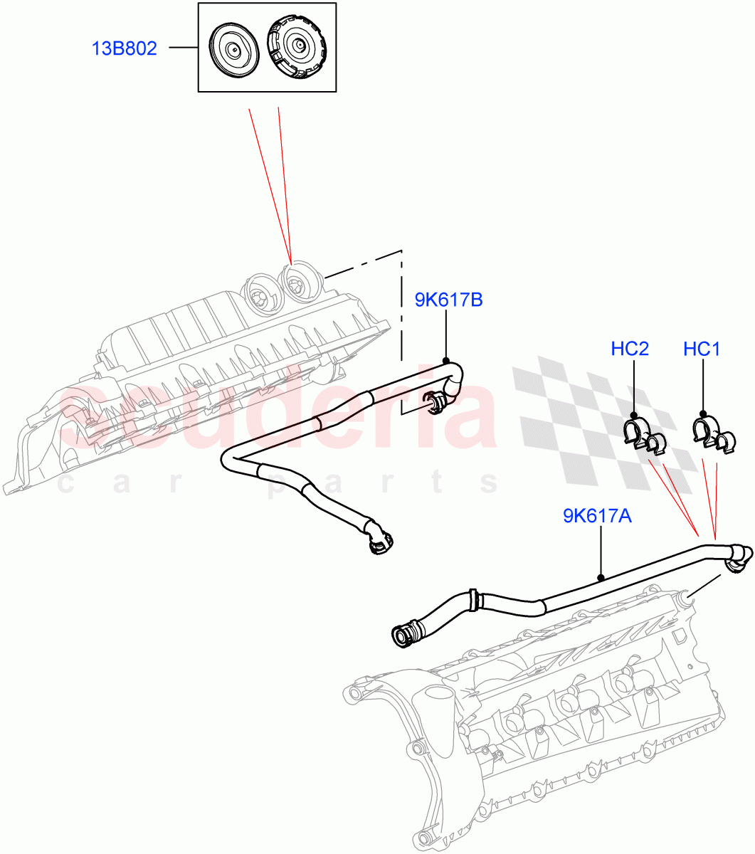 Emission Control - Crankcase (5.0L OHC SGDI NA V8 Petrol - AJ133) ((V) FROMAA000001) of Land Rover Land Rover Discovery 4 (2010-2016) [5.0 OHC SGDI NA V8 Petrol]