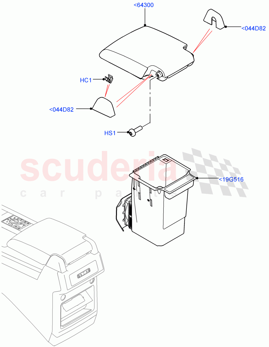 Console - Floor (For Stowage Boxes And Lids, Nitra Plant Build) ((V) FROMK2000001, (V) TOL2999999) of Land Rover Land Rover Discovery 5 (2017+) [3.0 DOHC GDI SC V6 Petrol]