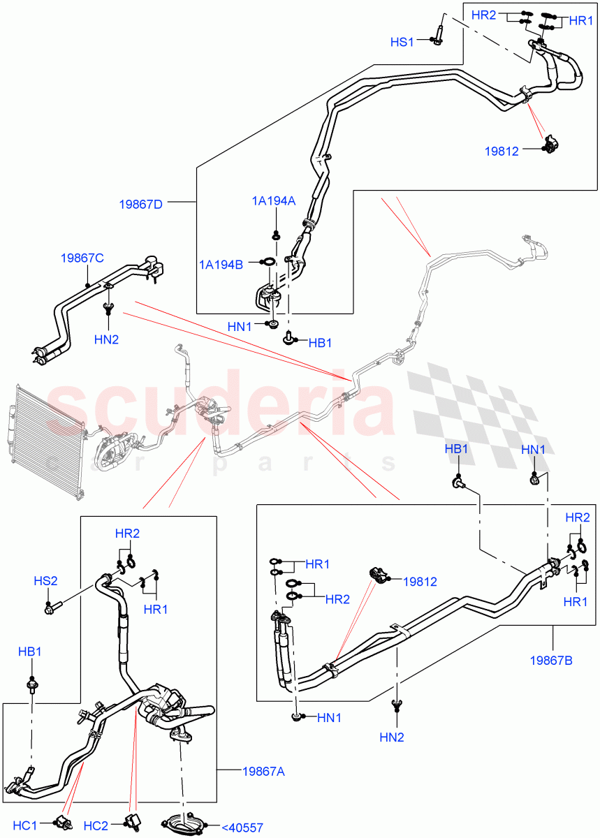 Air Conditioning Condensr/Compressr (Premium Air Conditioning-Front/Rear, Electric Engine Battery-MHEV) ((V) FROMKA000001) of Land Rover Land Rover Range Rover Sport (2014+) [2.0 Turbo Petrol AJ200P]