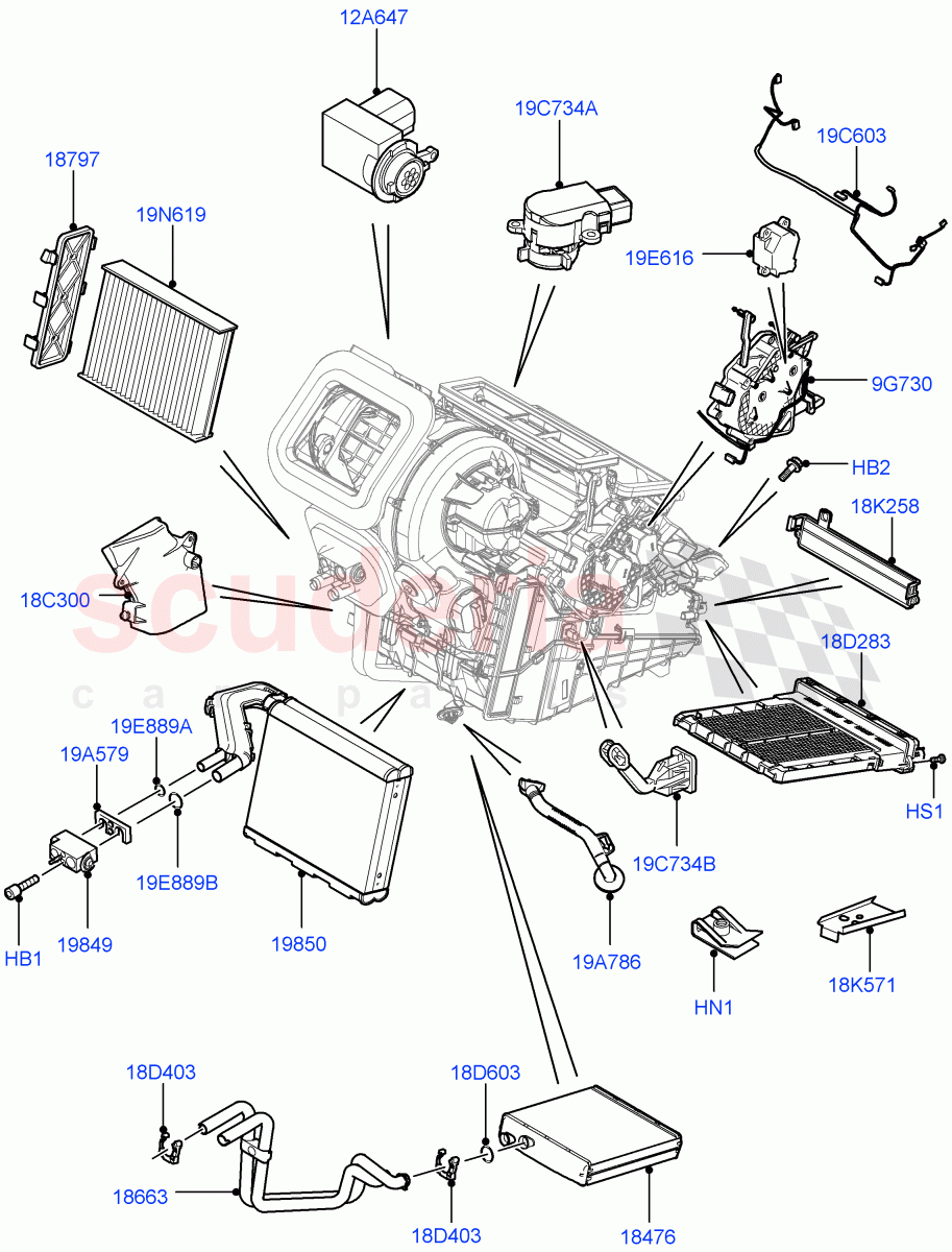Heater/Air Cond.Internal Components (Changsu (China)) ((V) FROMEG000001) of Land Rover Land Rover Range Rover Evoque (2012-2018) [2.0 Turbo Petrol AJ200P]