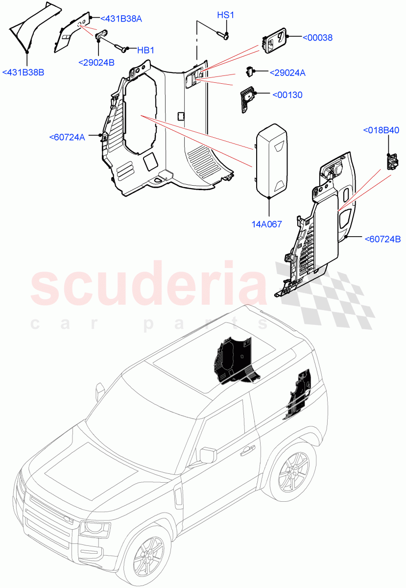 Side Trim (Luggage Compartment) (Short Wheelbase) of Land Rover Land Rover Defender (2020+) [3.0 I6 Turbo Petrol AJ20P6]
