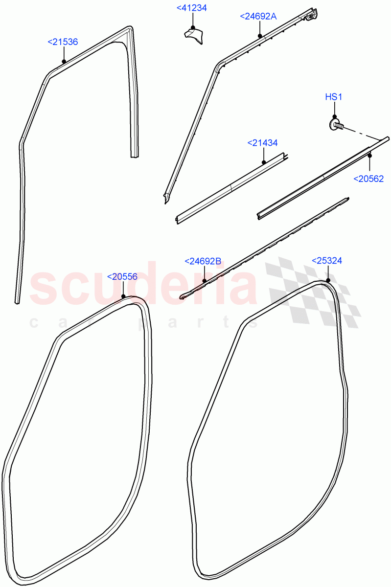 Front Doors, Hinges & Weatherstrips (Weatherstrips And Seals) (Short Wheelbase) of Land Rover Land Rover Defender (2020+) [3.0 I6 Turbo Diesel AJ20D6]