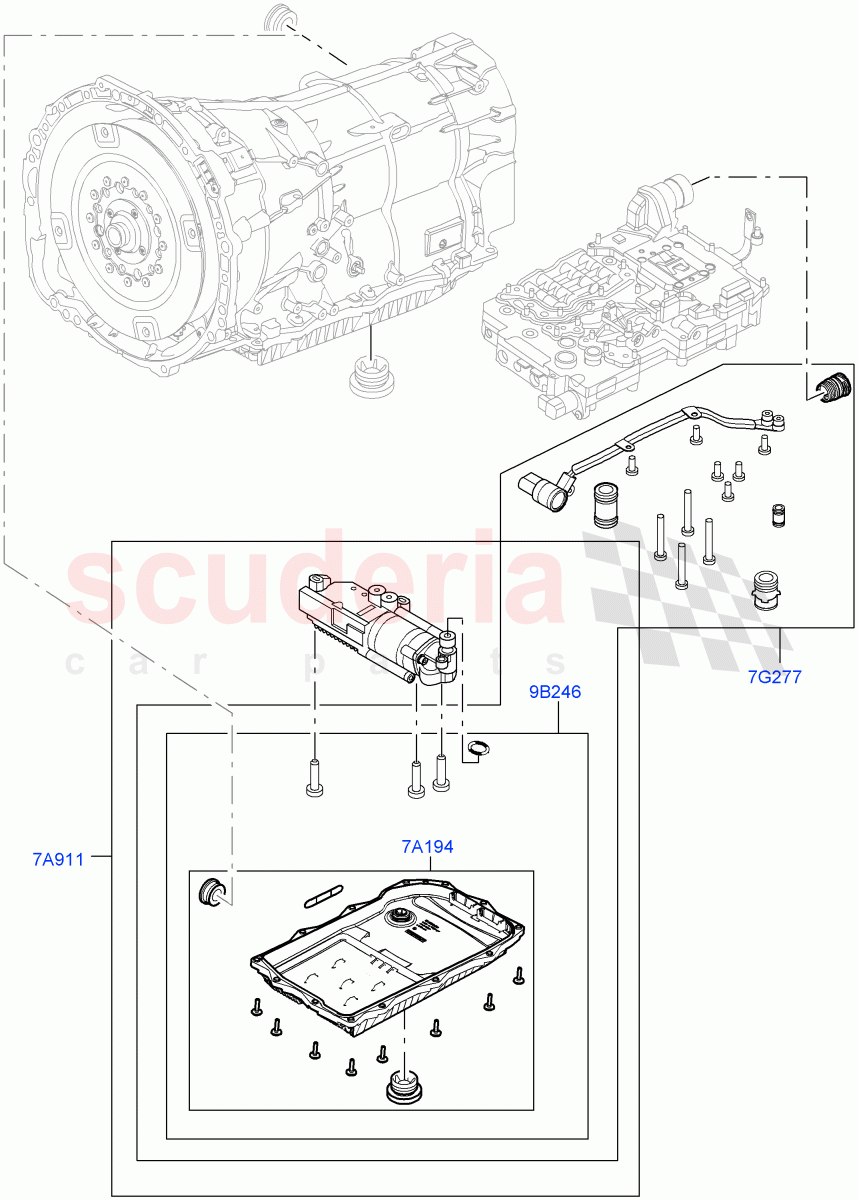 Valve Body - Main Control & Servo's (Electric Oil Pump) (3.0 V6 Diesel Electric Hybrid Eng, 8 Speed Auto Trans ZF 8HP70 HEV 4WD, 3.0 V6 D Gen2 Mono Turbo, 3.0 V6 D Gen2 Twin Turbo) ((V) FROMFA000001) of Land Rover Land Rover Range Rover Sport (2014+) [3.0 I6 Turbo Diesel AJ20D6]