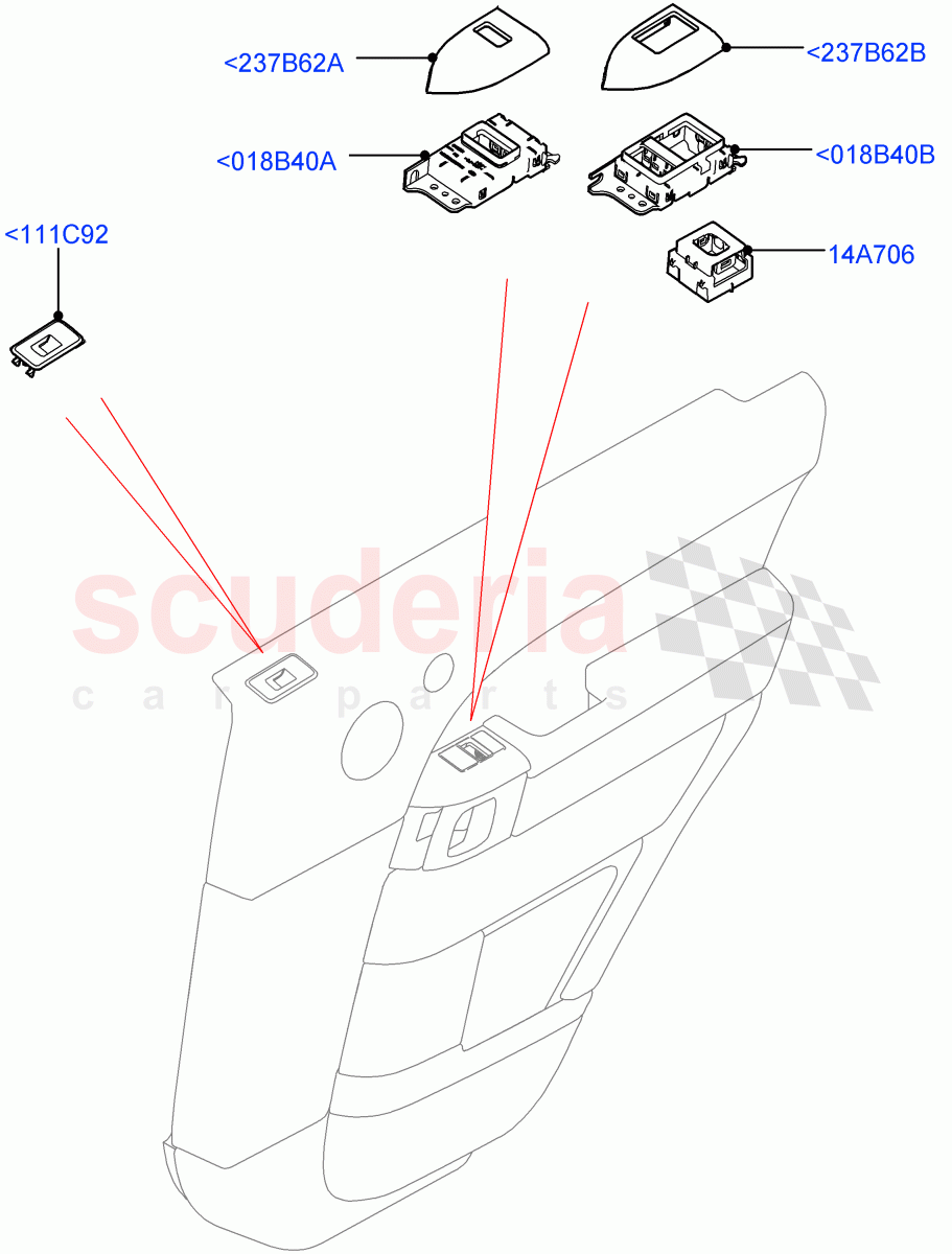 Rear Door Trim Installation (For Switches) (Version - Core, Non SVR) of Land Rover Land Rover Range Rover Sport (2014+) [2.0 Turbo Petrol AJ200P]