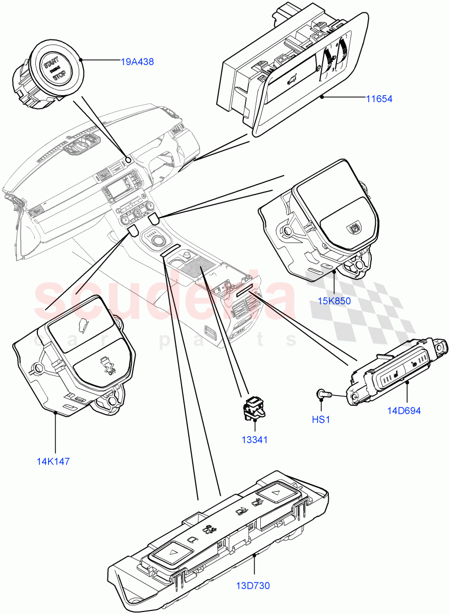Switches (Facia And Console) (Halewood (UK)) of Land Rover Land Rover Range Rover Evoque (2012-2018) [2.0 Turbo Diesel]
