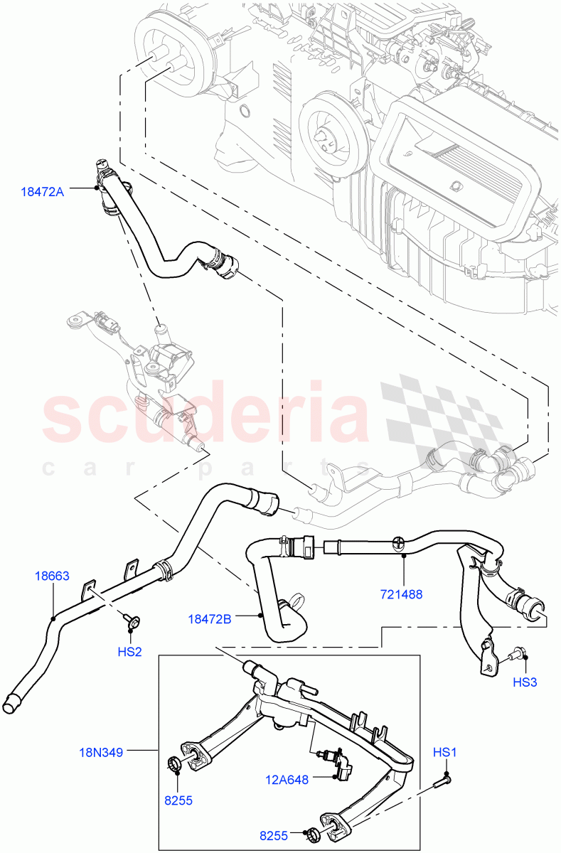 Heater Hoses (Nitra Plant Build) (3.0L DOHC GDI SC V6 PETROL, Electric Auxiliary Coolant Pump, Less Heater, With Fresh Air Heater) ((V) FROMK2000001) of Land Rover Land Rover Discovery 5 (2017+) [2.0 Turbo Diesel]