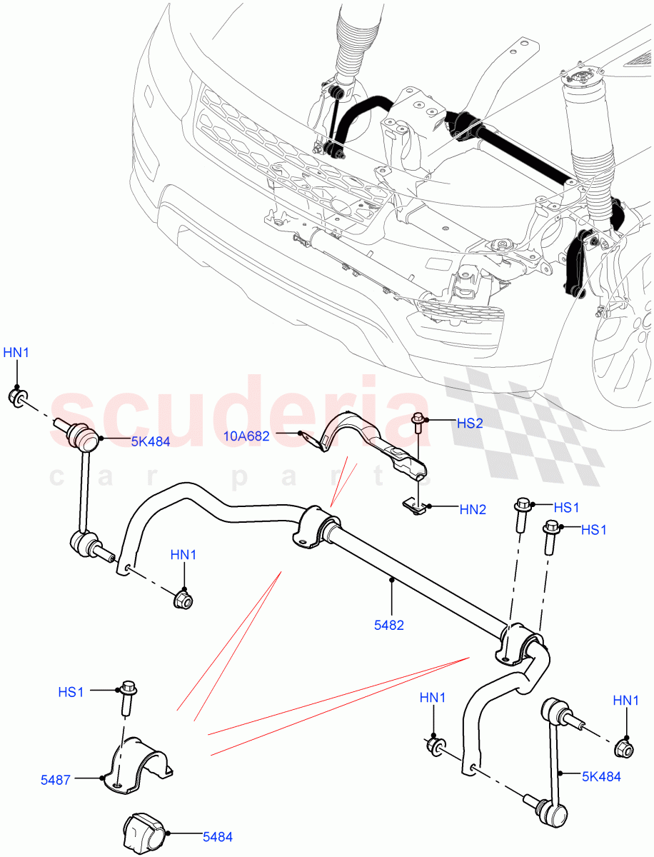 Front Cross Member & Stabilizer Bar (Conventional Stabilizer Bar) (With Four Corner Air Suspension, With Performance Suspension) ((V) FROMKA000001) of Land Rover Land Rover Range Rover Sport (2014+) [3.0 DOHC GDI SC V6 Petrol]